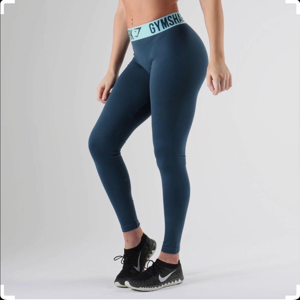 Gymshark Fit Leggings - Lagoon Blue/Mint Green
